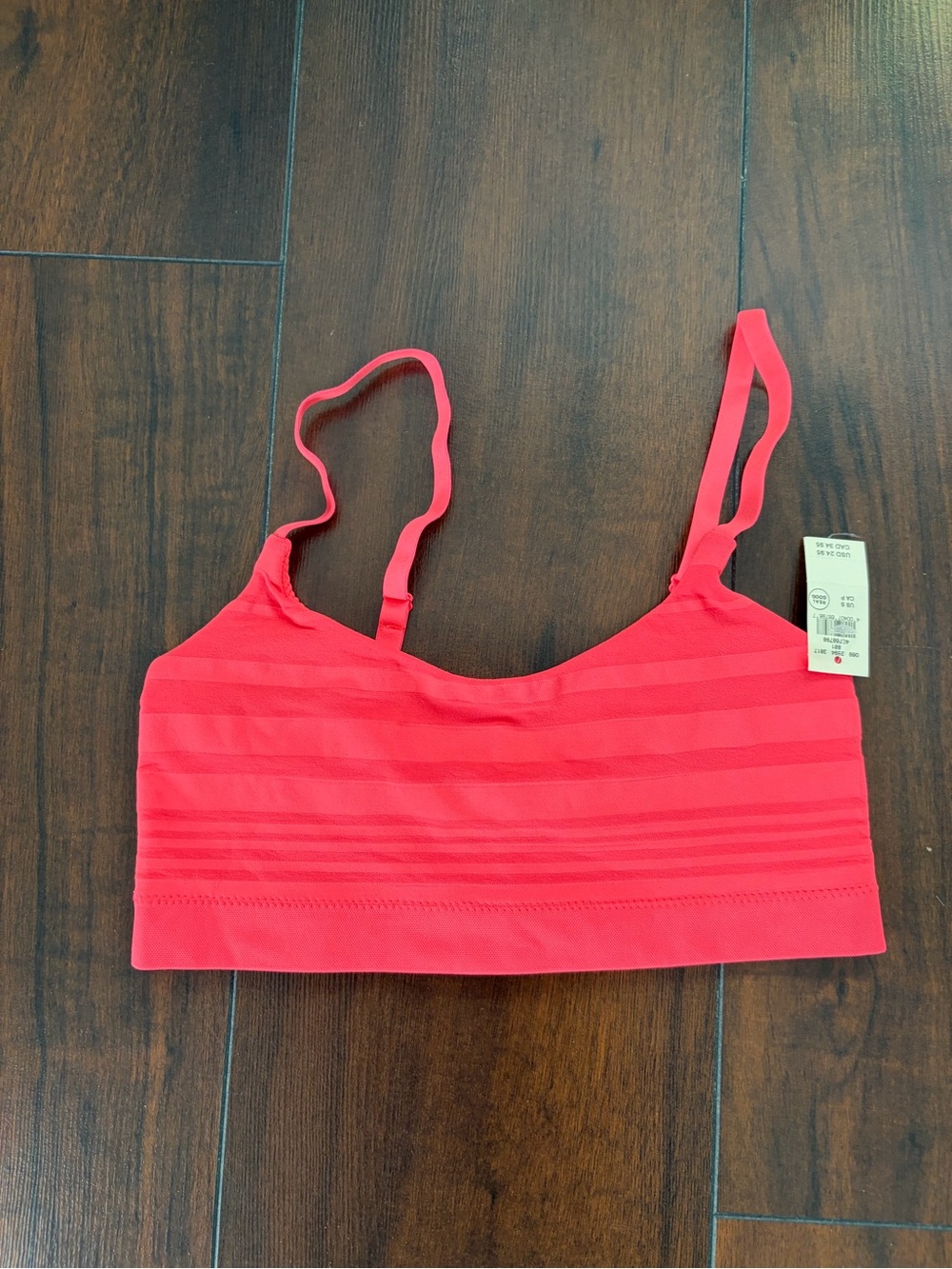 NWT Aerie Seamless Stripe Unlined Bralette - Bright Coral
